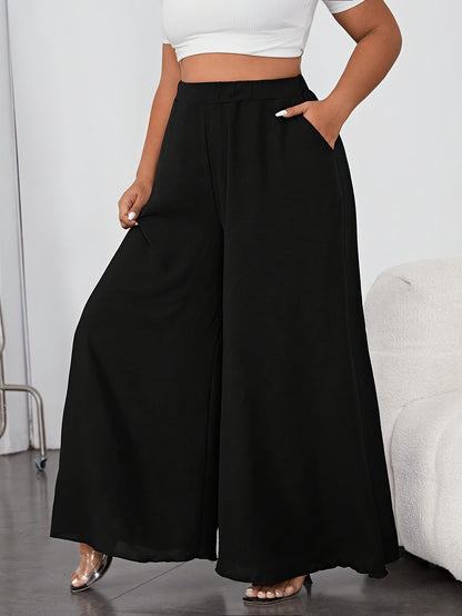 Plus Size Elegant Commuter Wide Leg Pants