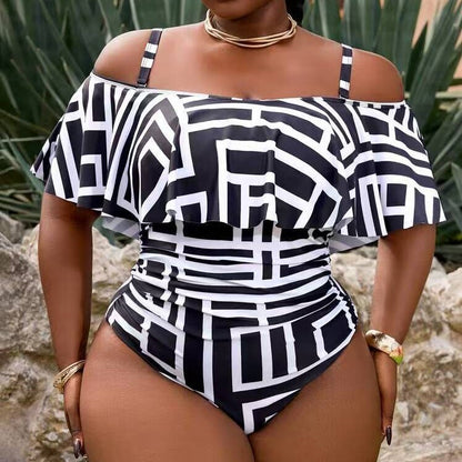 Plus Size Tummy-Control One-Piece Swimsuit - Plus Size Clothing