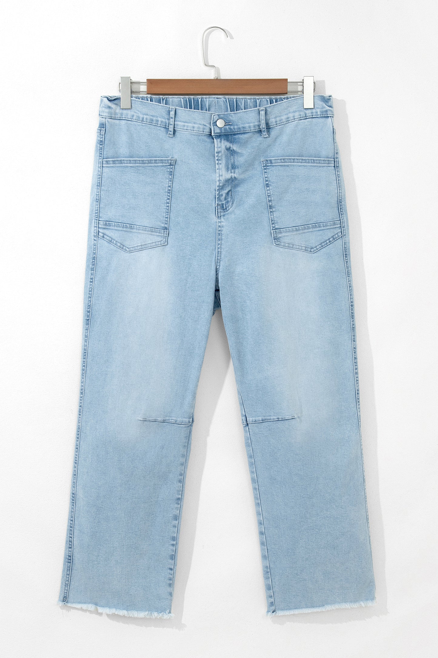 Plus Size Seam Detail Patch Pocket Shift Jeans - Plus Size Clothing