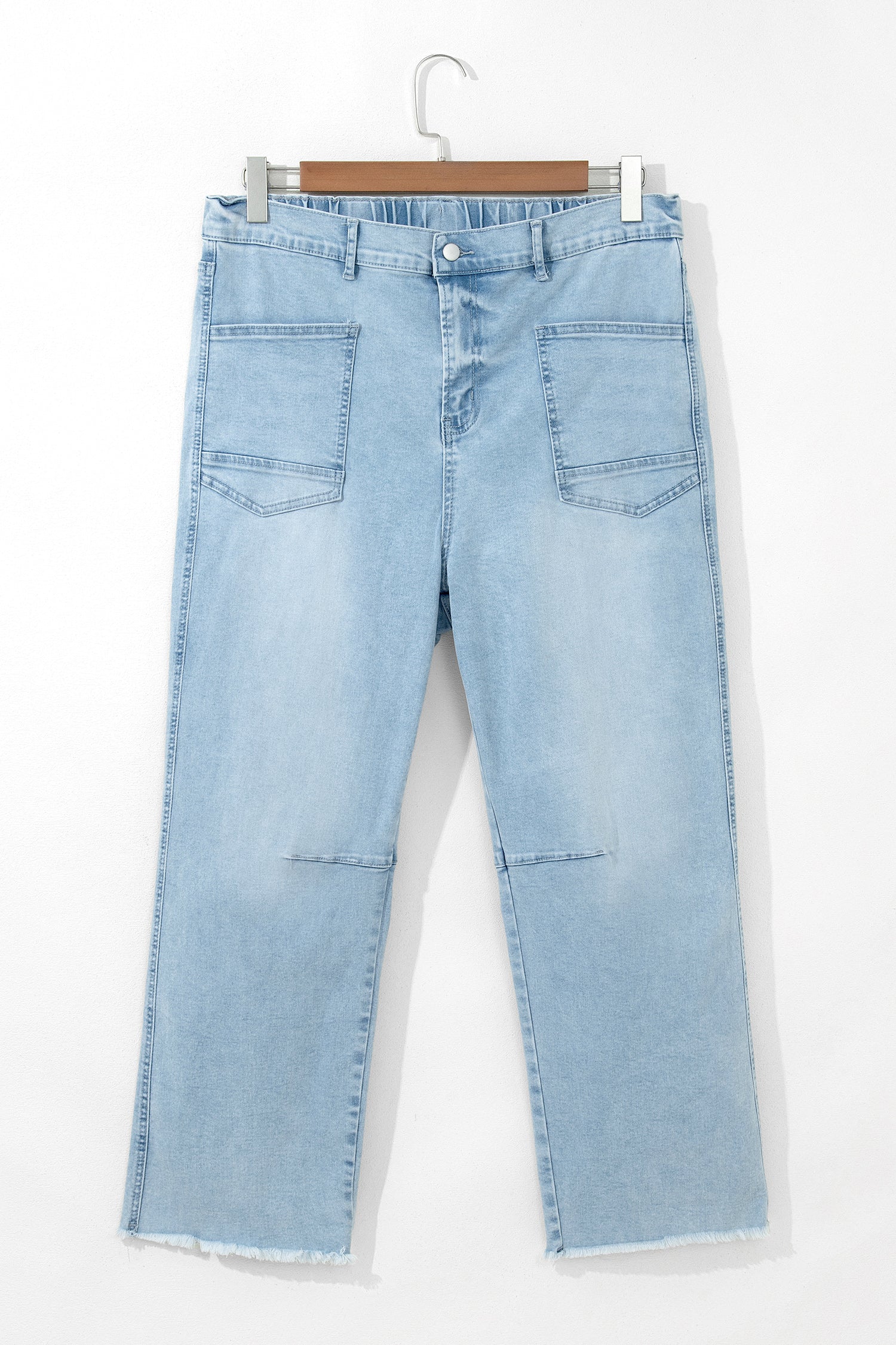 Plus Size Seam Detail Patch Pocket Shift Jeans - Plus Size Clothing