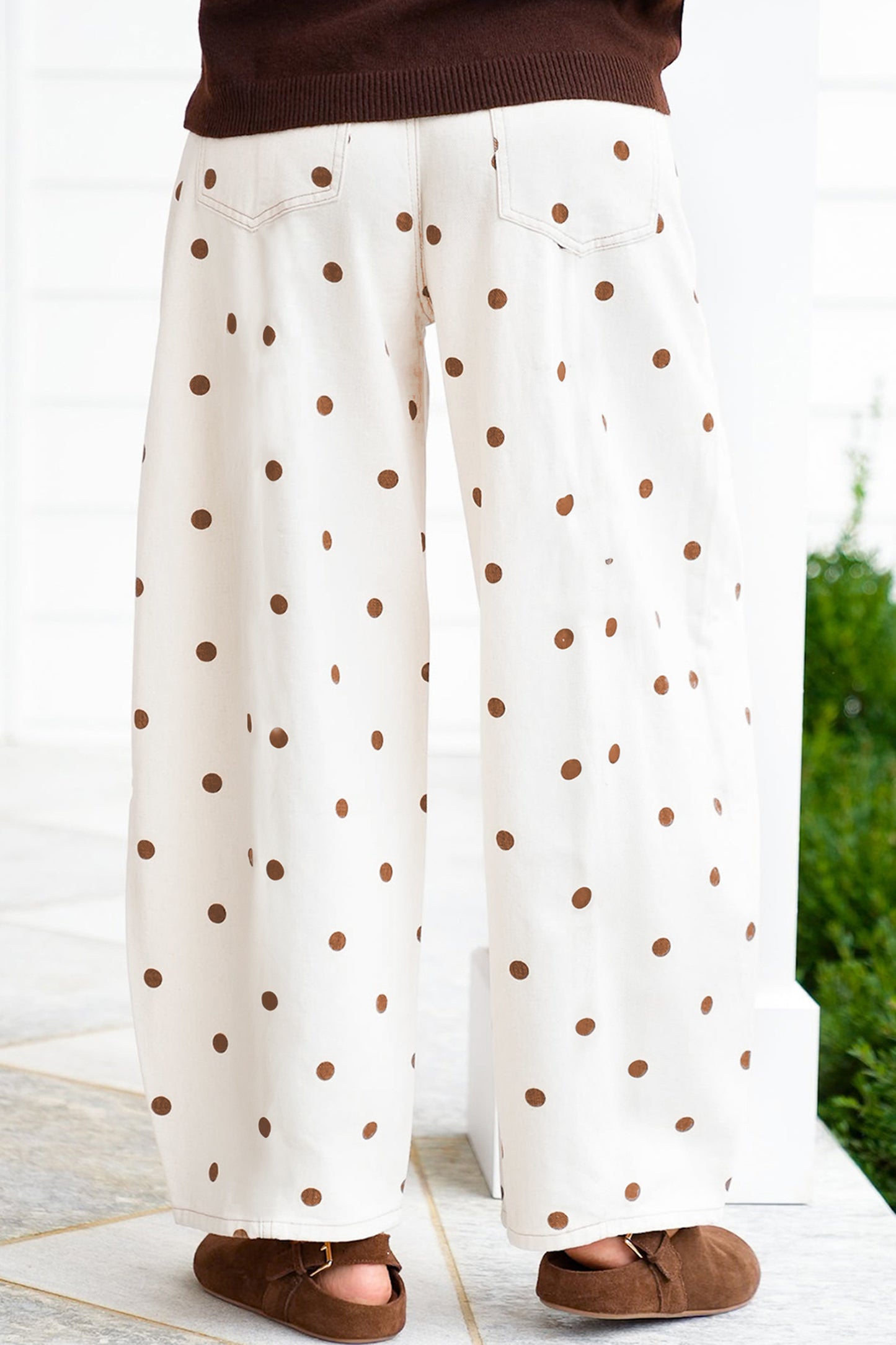 Plus Size Polka Dot Print Barrel Jeans