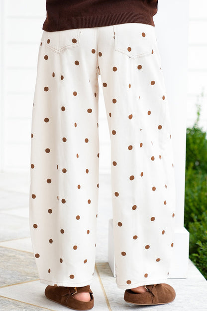Plus Size Polka Dot Print Barrel Jeans