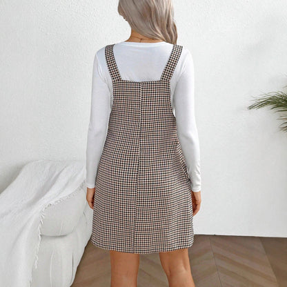 Plus Size Maternity Checkered A-Line Dress - Plus Size XL-4XL - View 3