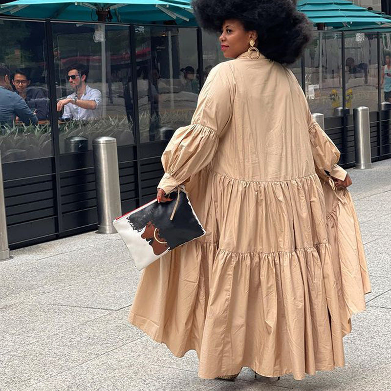 Plus Size Solid Loose Dress
