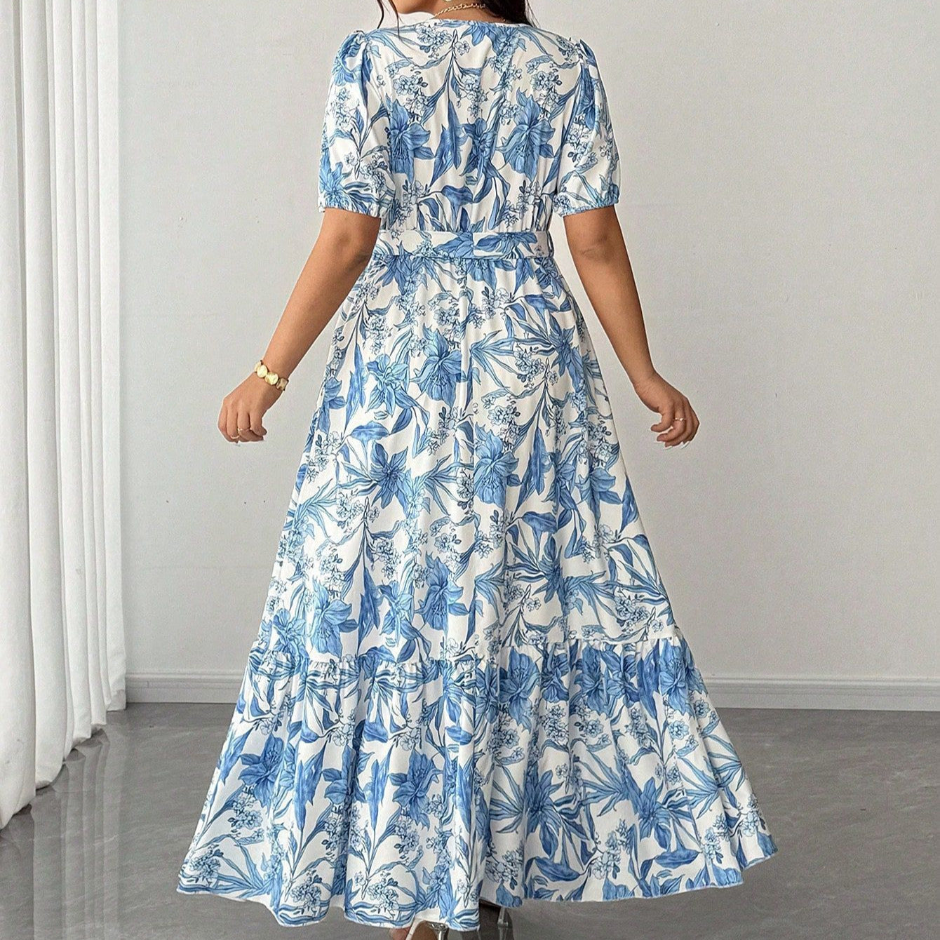 Plus Size Elegant Waist-Cinching A-Line Dress