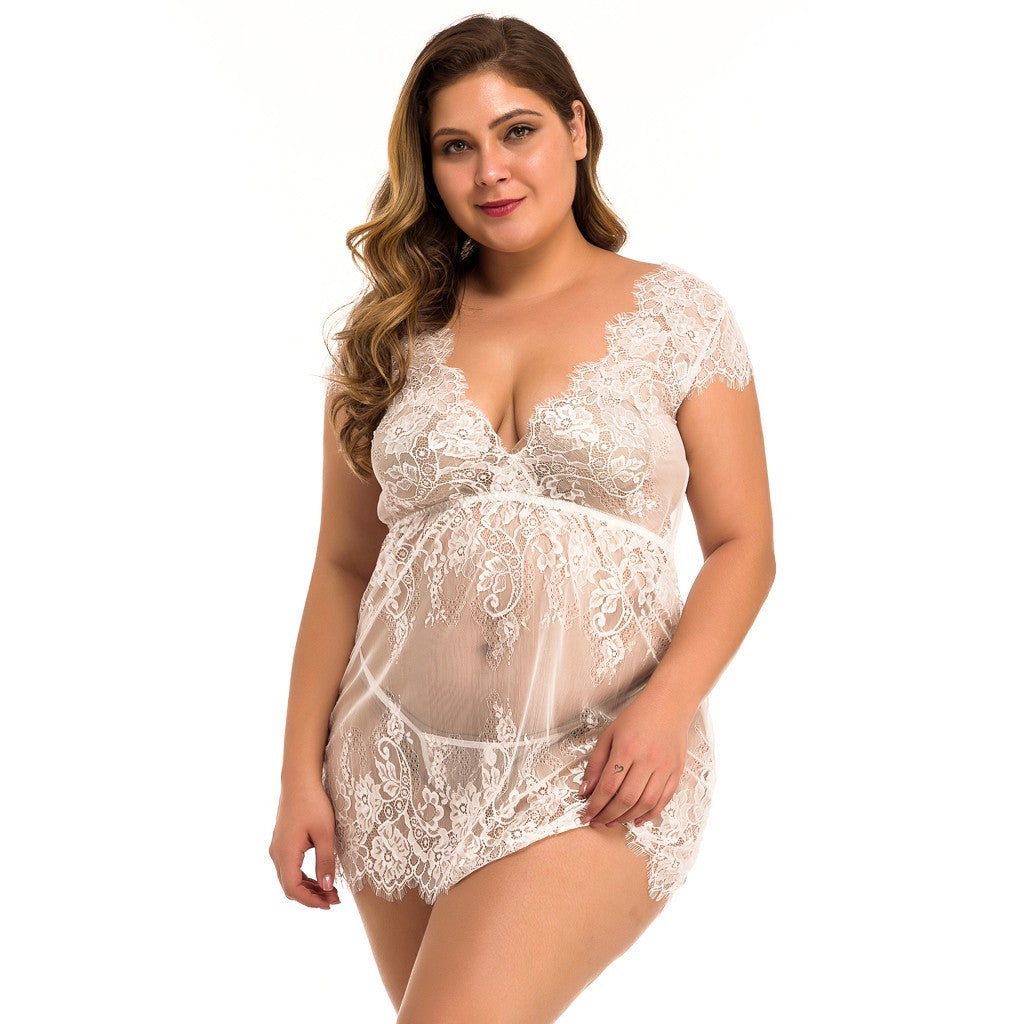 Plus Size Sexy Lace Suspender Skirt Lingerie - Plus Size XL-4XL - View 5