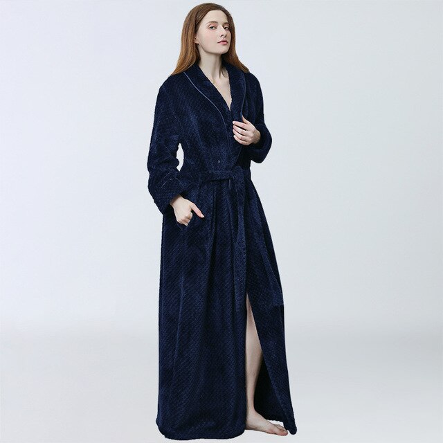 Plus Size Winter Extra Long Flannel Robe