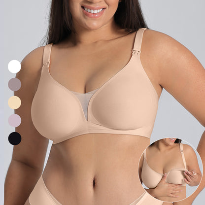 Plus Size Maternity Nursing Bra Front Button Seamless — front view
