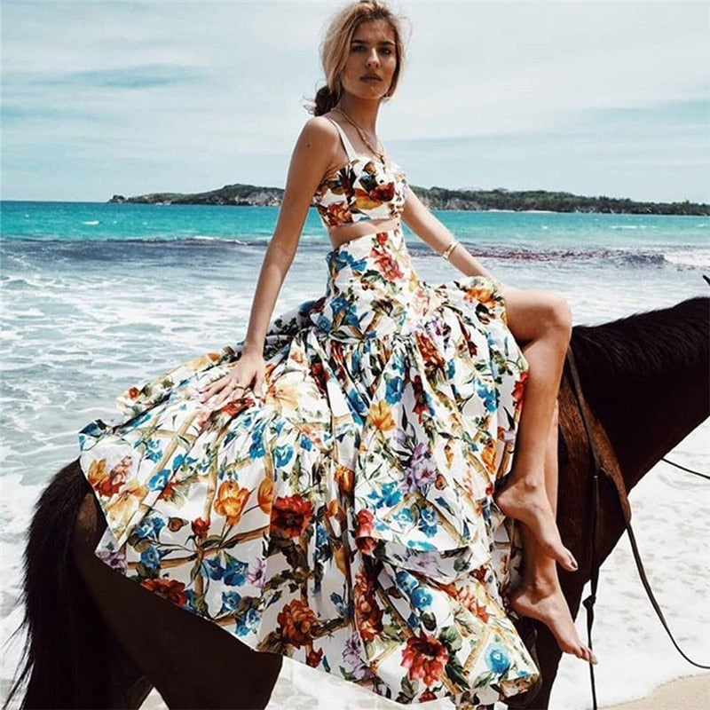 Plus Size Bohemian A-Line Maxi Beach Dress