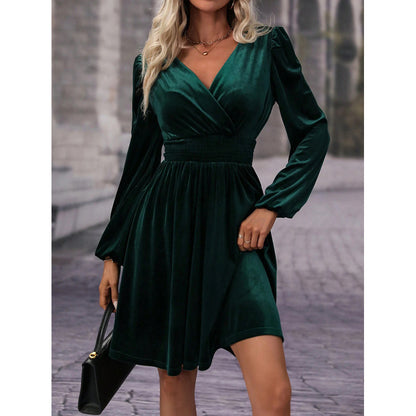 Plus Size Fashionable Commuter Long Sleeve Midi Dress