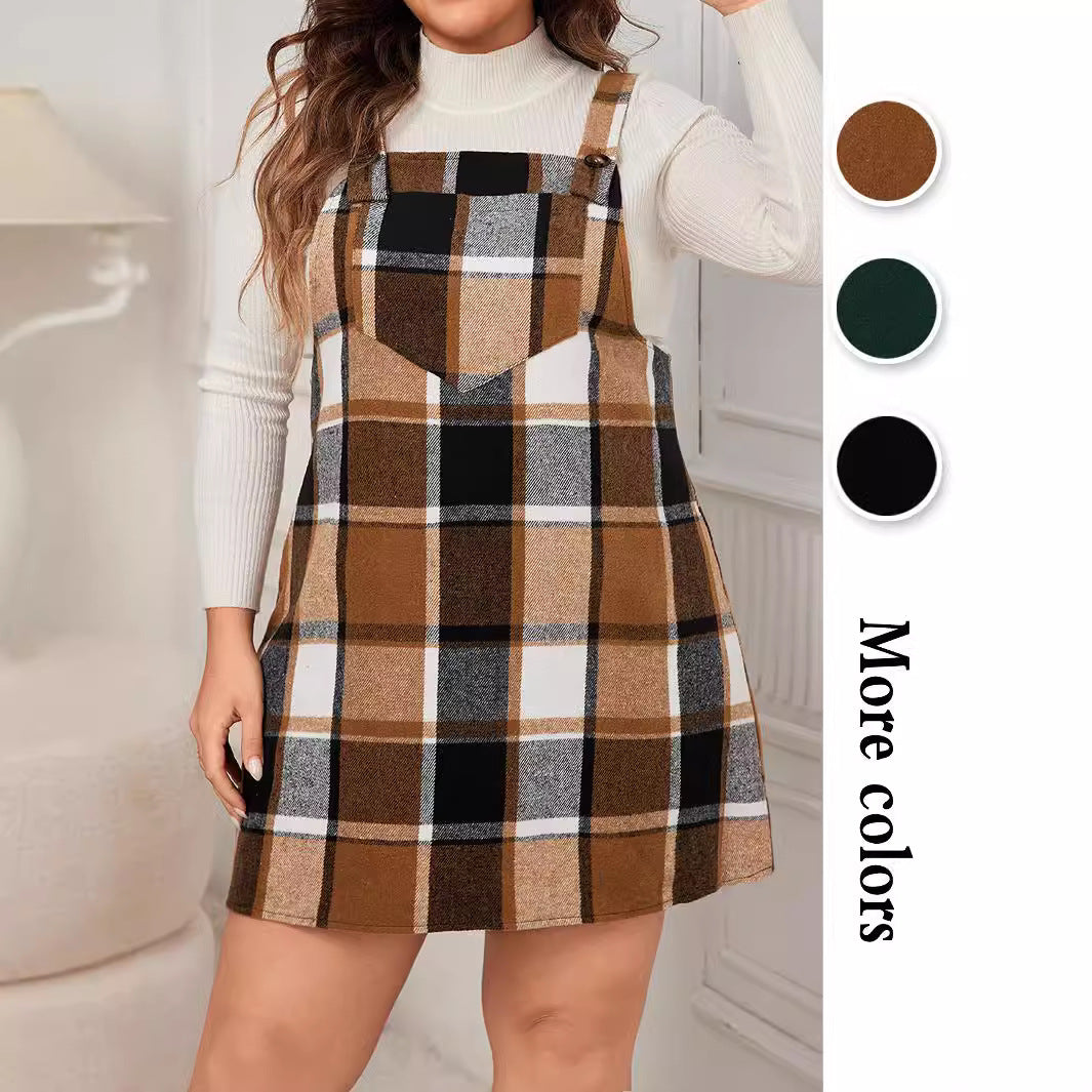 Plus Size Plaid A-Line Long Dress
