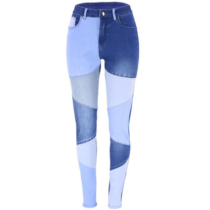 Plus Size High Waist Denim Splicing Skinny Pants