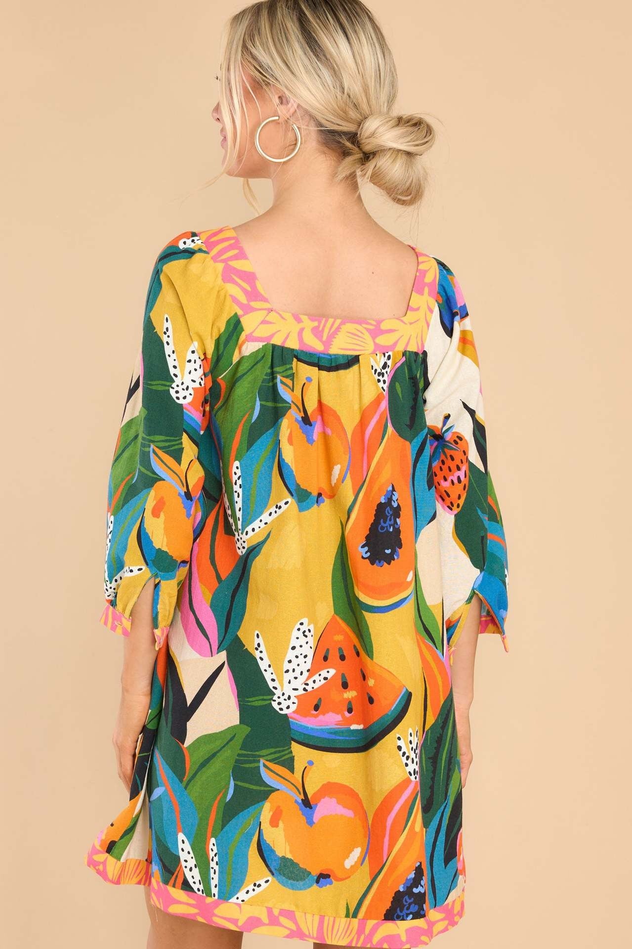 Plus Size Printed A-Line Midi Skirt 3/4 Sleeve
