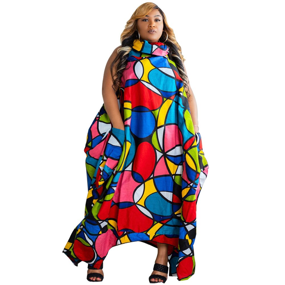 Plus Size Irregular Loose Turtleneck Maxi Dress