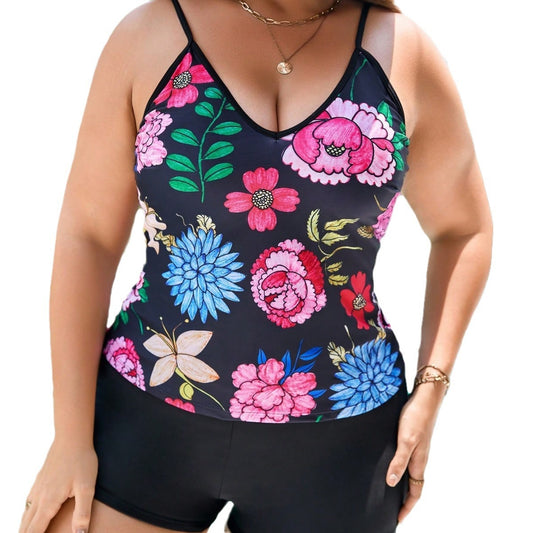 Plus Size Two-Piece Floral Swimwear