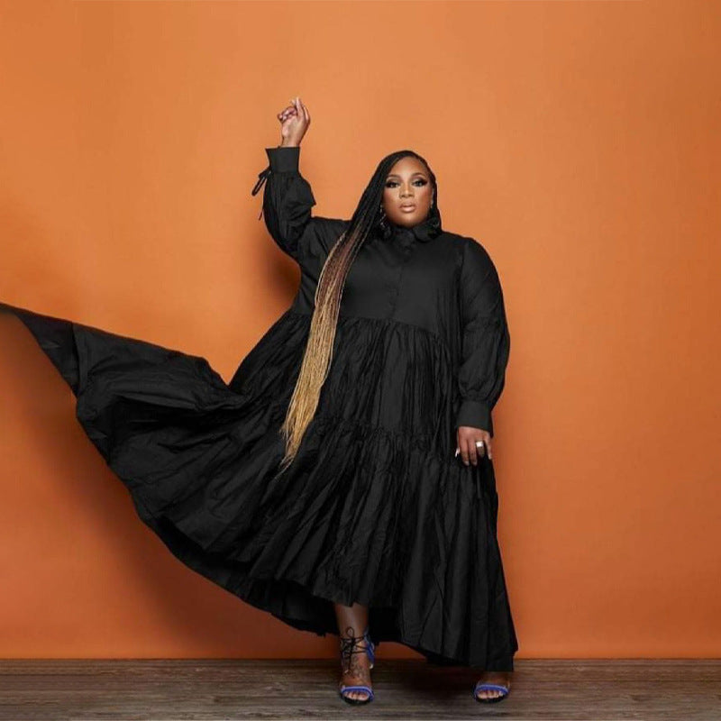 Plus Size Solid Loose Dress