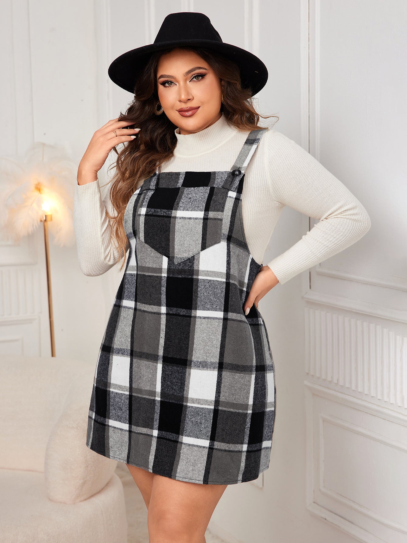 Plus Size Plaid A-Line Long Dress