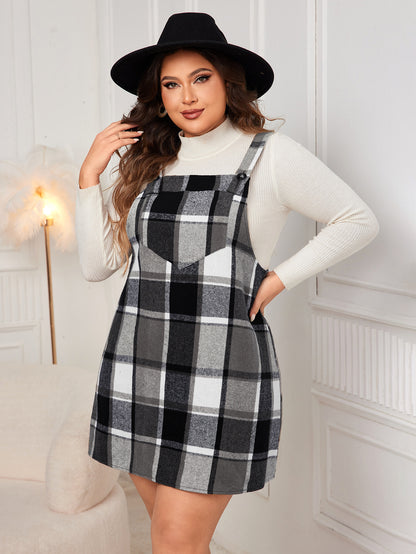 Plus Size Plaid A-Line Long Dress