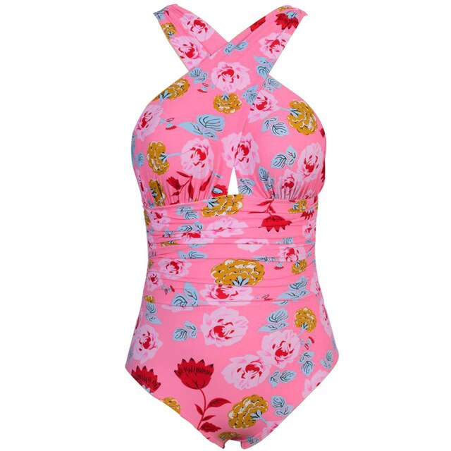 Plus Size One-Piece Swimsuit Floral