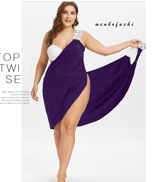 Plus Size Women Beach Shawl Lace Sexy Sling Dress