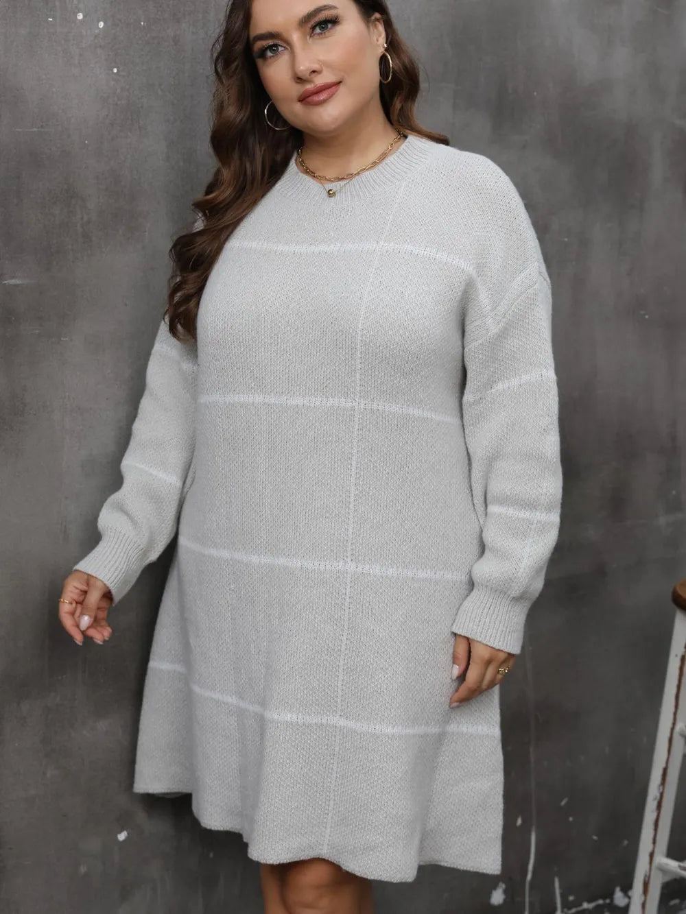 Plus Size Long Sleeve Sweater Dress