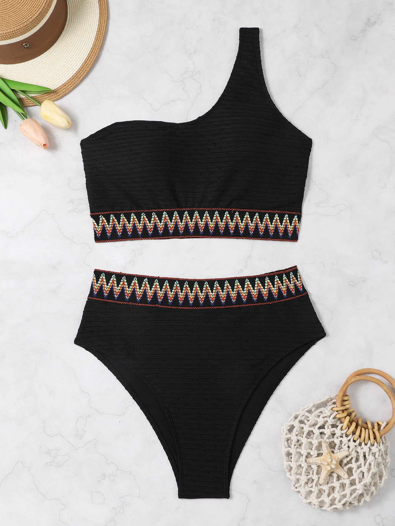 Plus Size High Waist Split Bikini Swimsuit
