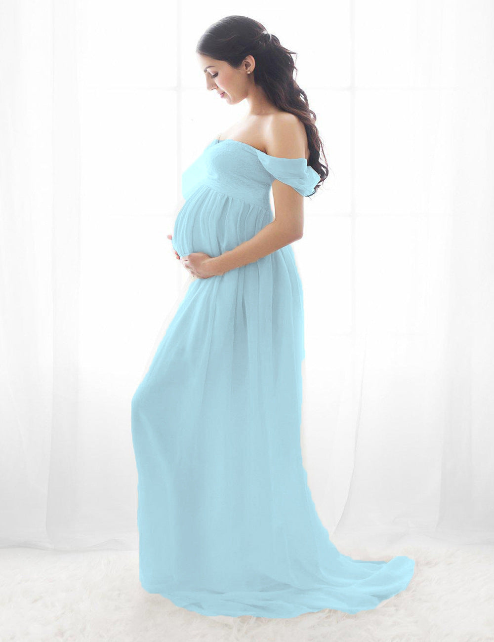 Plus Size Maternity Chiffon Maxi Photo Dress