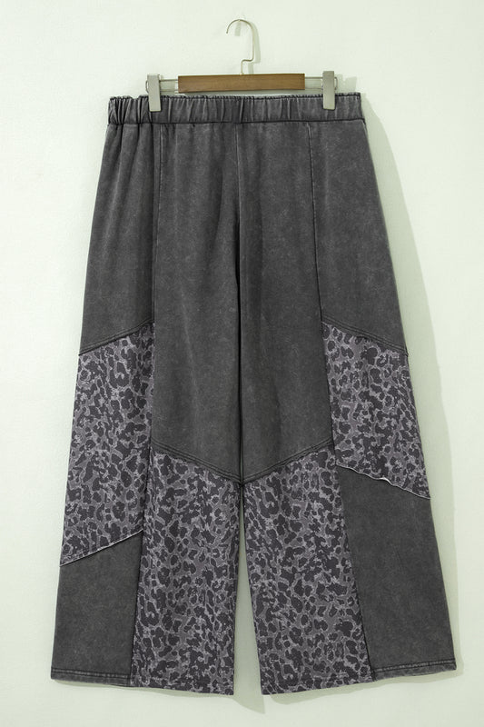 Plus Size Leopard Patchwork Wide Leg Pants - Plus Size XL-4XL - View 3