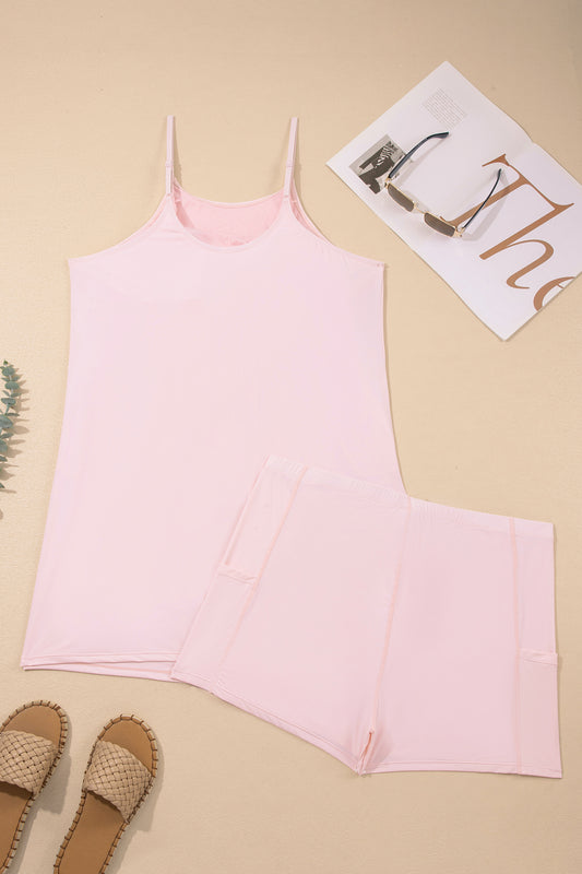 Plus Size Sleeveless Two Piece Dress Set with Shorts - Plus Size Clothing