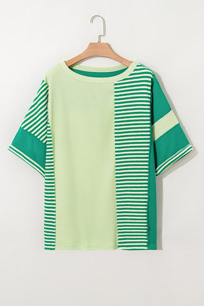 Plus Size Striped Colorblock Patchwork Top - Plus Size XL-4XL - View 5