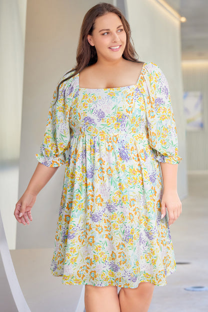 Plus Size Floral Babydoll Dress - Plus Size XL-4XL - View 9