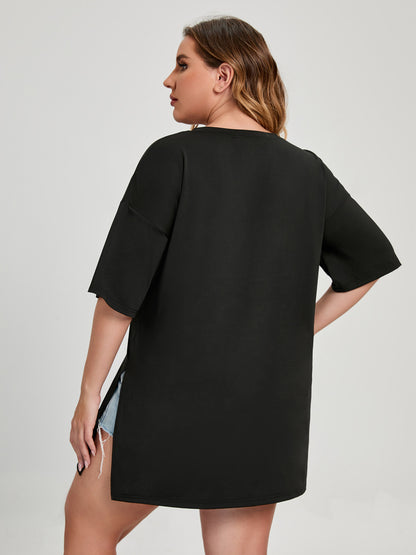 Plus Size Round Neck Milk Silk T-Shirt