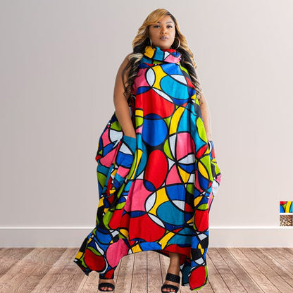 Plus Size Irregular Loose Turtleneck Maxi Dress - Plus Size XL-4XL - View 1