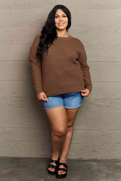 Plus Size Breezy Days High Low Waffle Knit Sweater - Plus Size XL-4XL - View 4