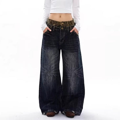 Plus Size Leopard Print Denim Jeans - Plus Size XL-4XL - View 4