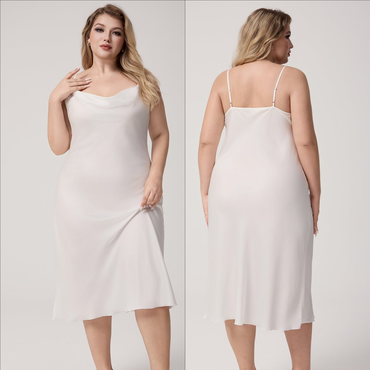 Plus Size Satin Nightdress Sleeveless Long Loungewear