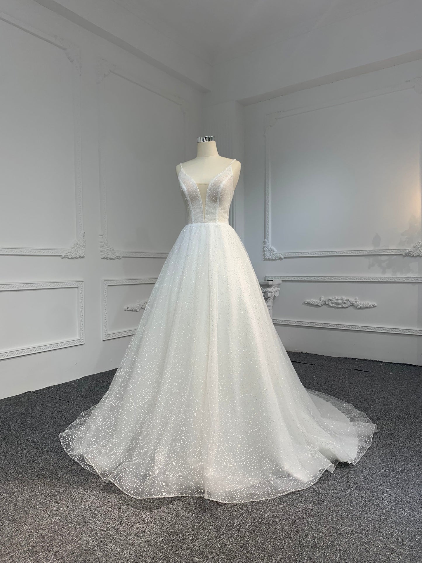 Plus Size Puffy Sleeve Shimmer Ball Gown