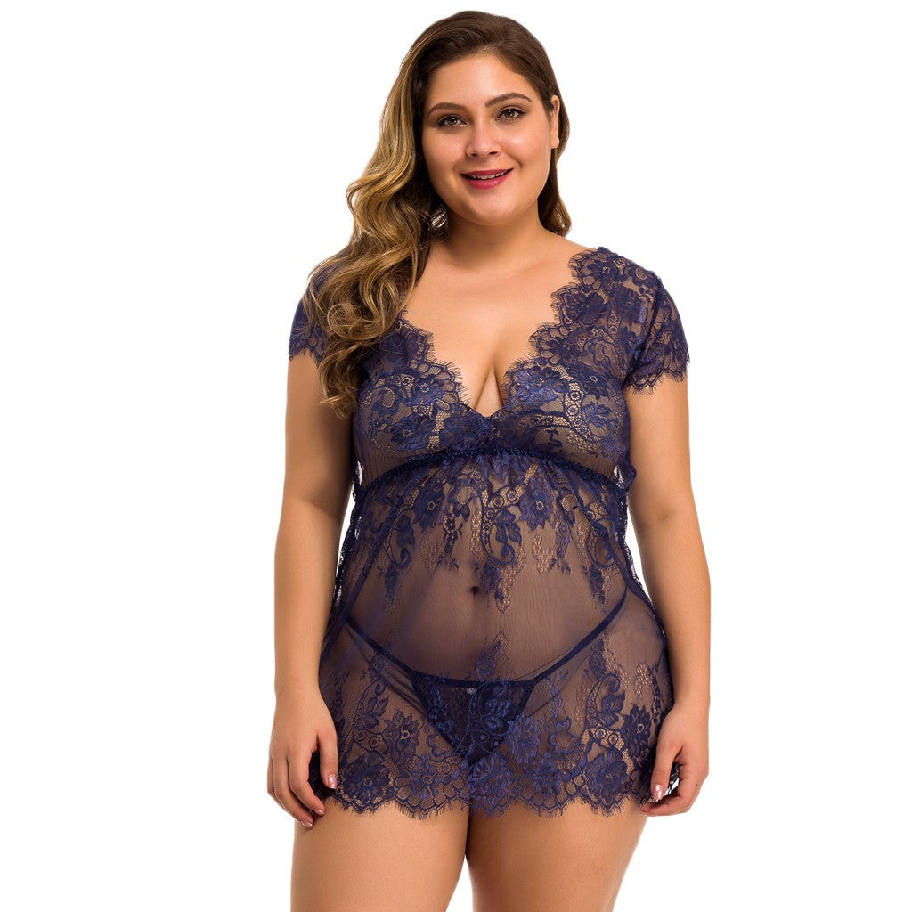 Plus Size Sexy Lace Suspender Skirt Lingerie - Plus Size XL-4XL - View 6