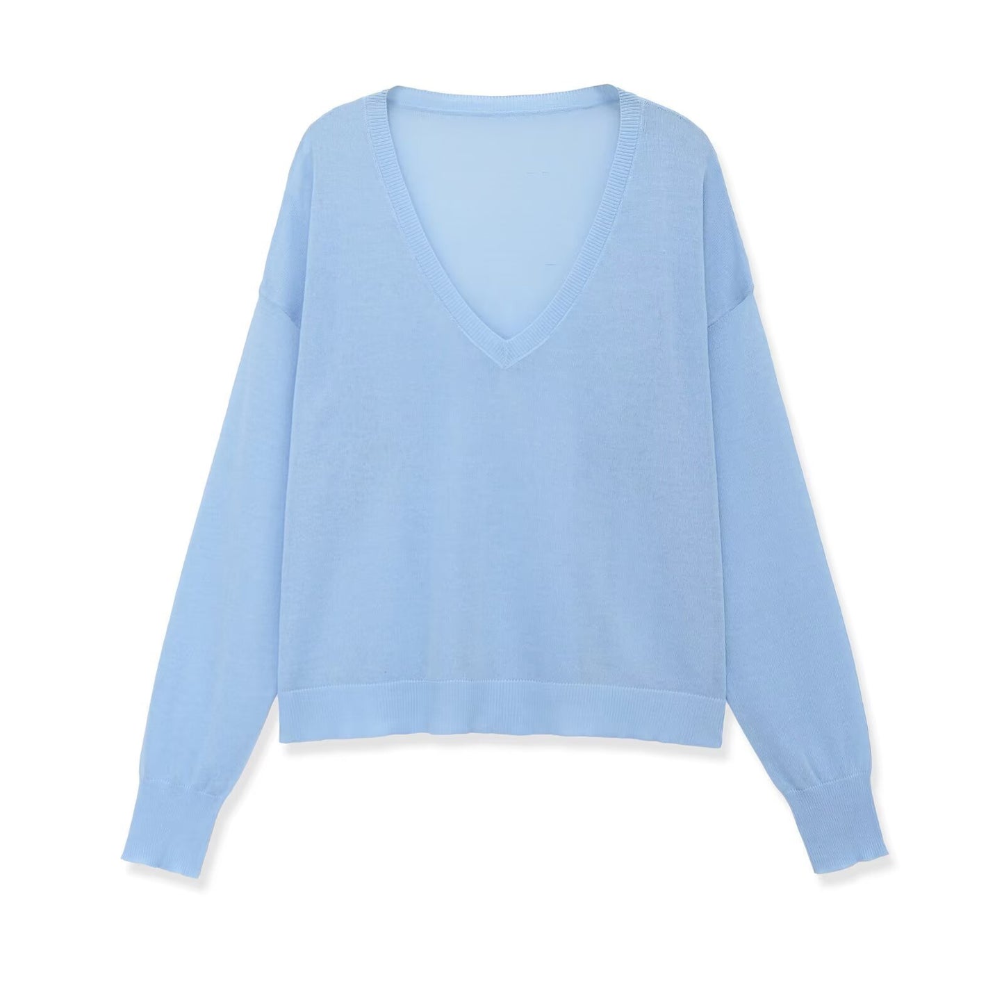 Plus Size V-Neck Long Sleeve Knitted Sweater