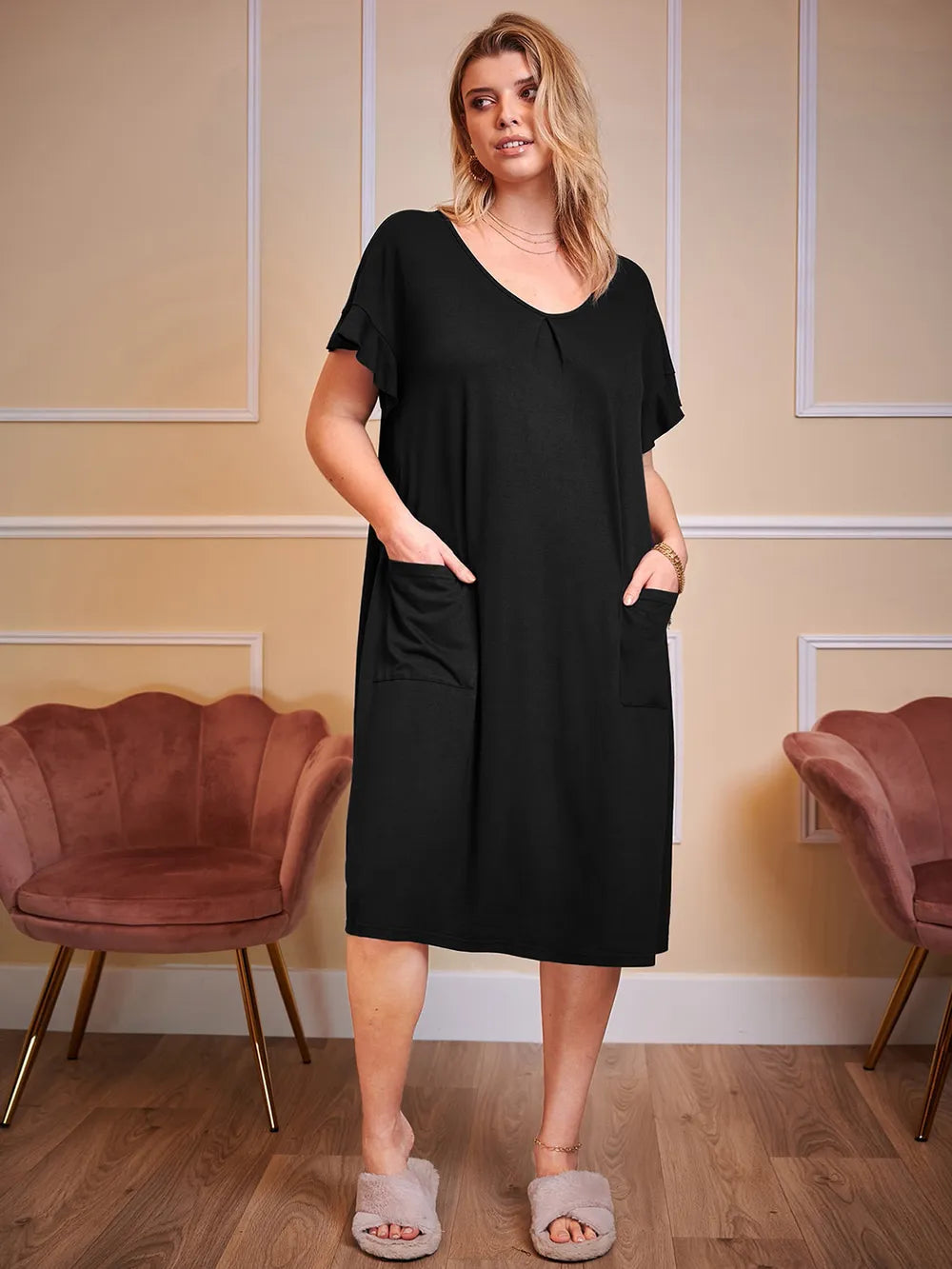Plus Size Short Sleeve Lounge Dress