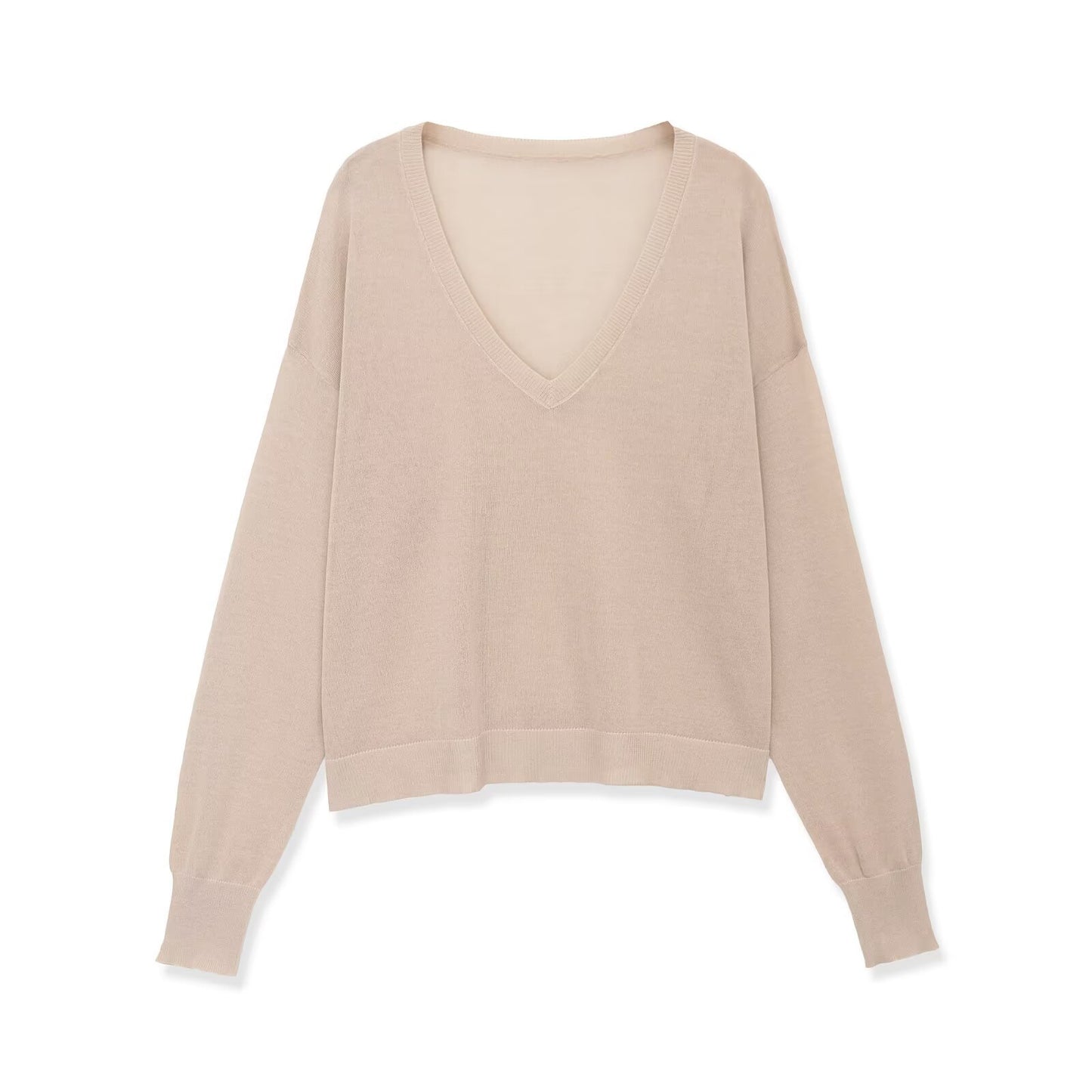 Plus Size V-Neck Long Sleeve Knitted Sweater