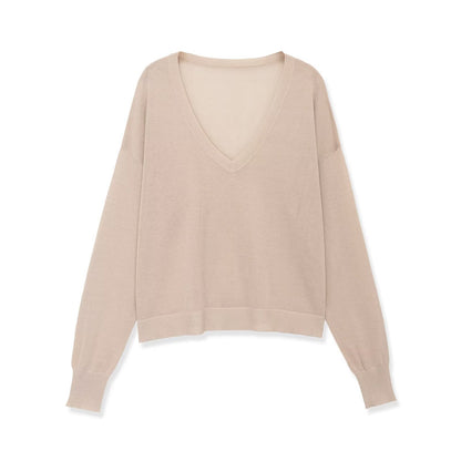 Plus Size V-Neck Long Sleeve Knitted Sweater