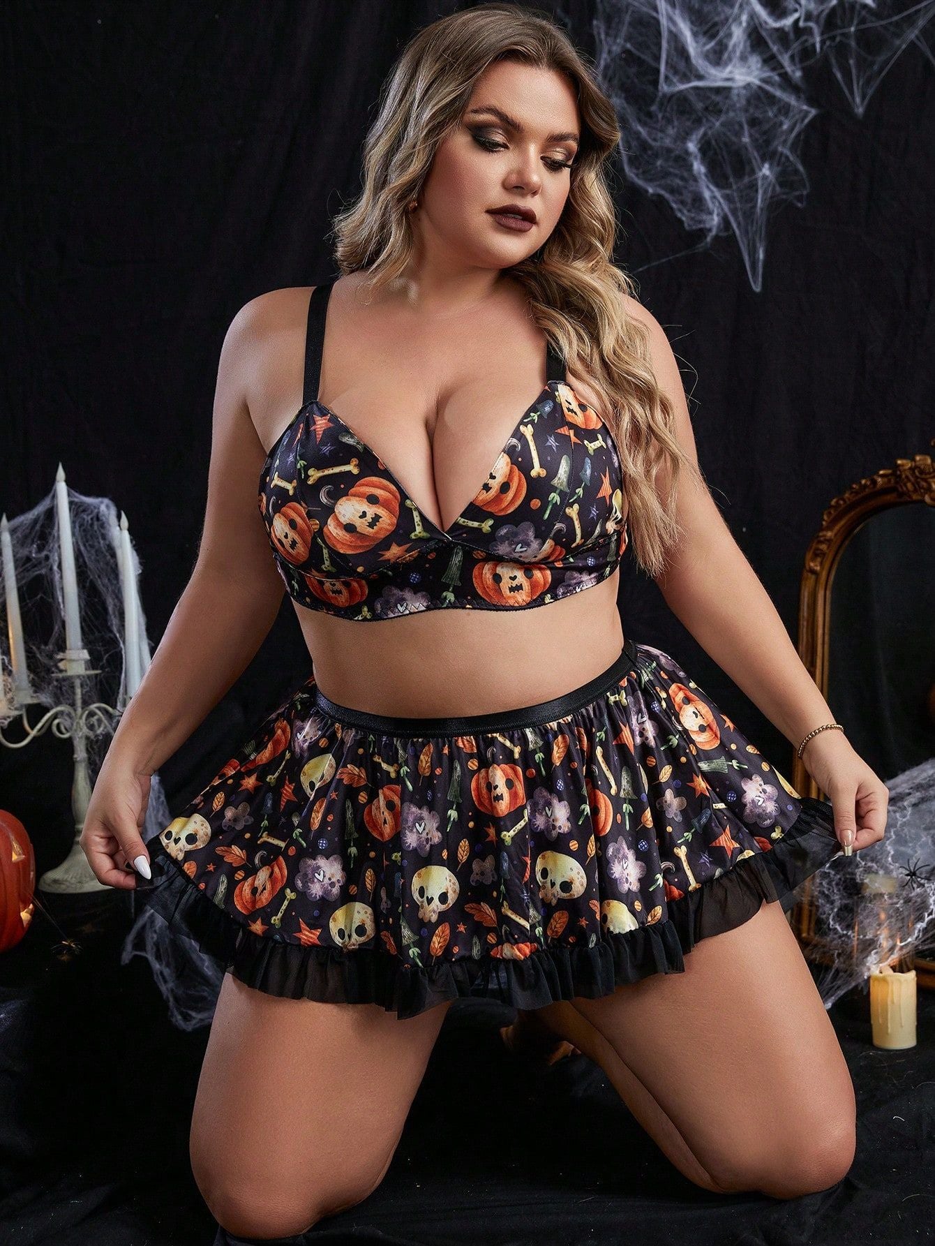 Plus Size Maid Costume Uniform Lingerie Set - Plus Size XL-4XL - View 4