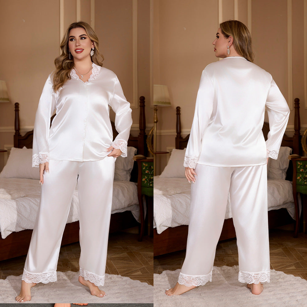 Plus Size Summer Lace Pajama Set Loungewear