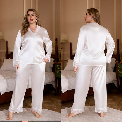 Plus Size Summer Lace Pajama Set Loungewear - Plus Size Clothing