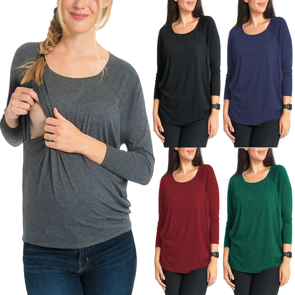 Plus Size Maternity Nursing Long Sleeve Top