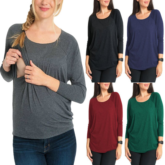 Plus Size Maternity Nursing Long Sleeve Top