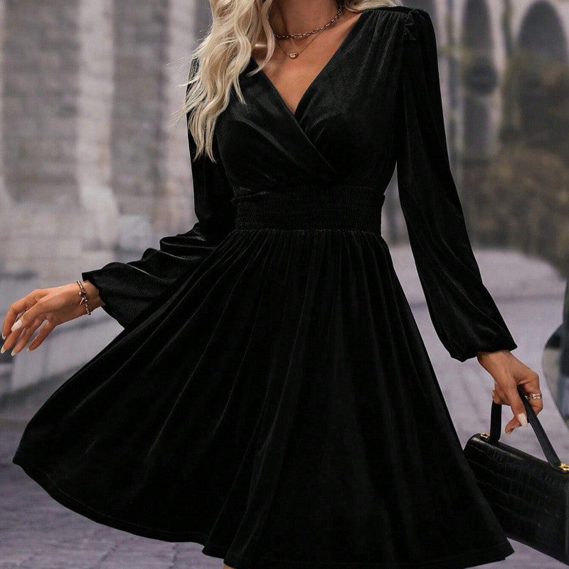 Plus Size Fashionable Commuter Long Sleeve Midi Dress