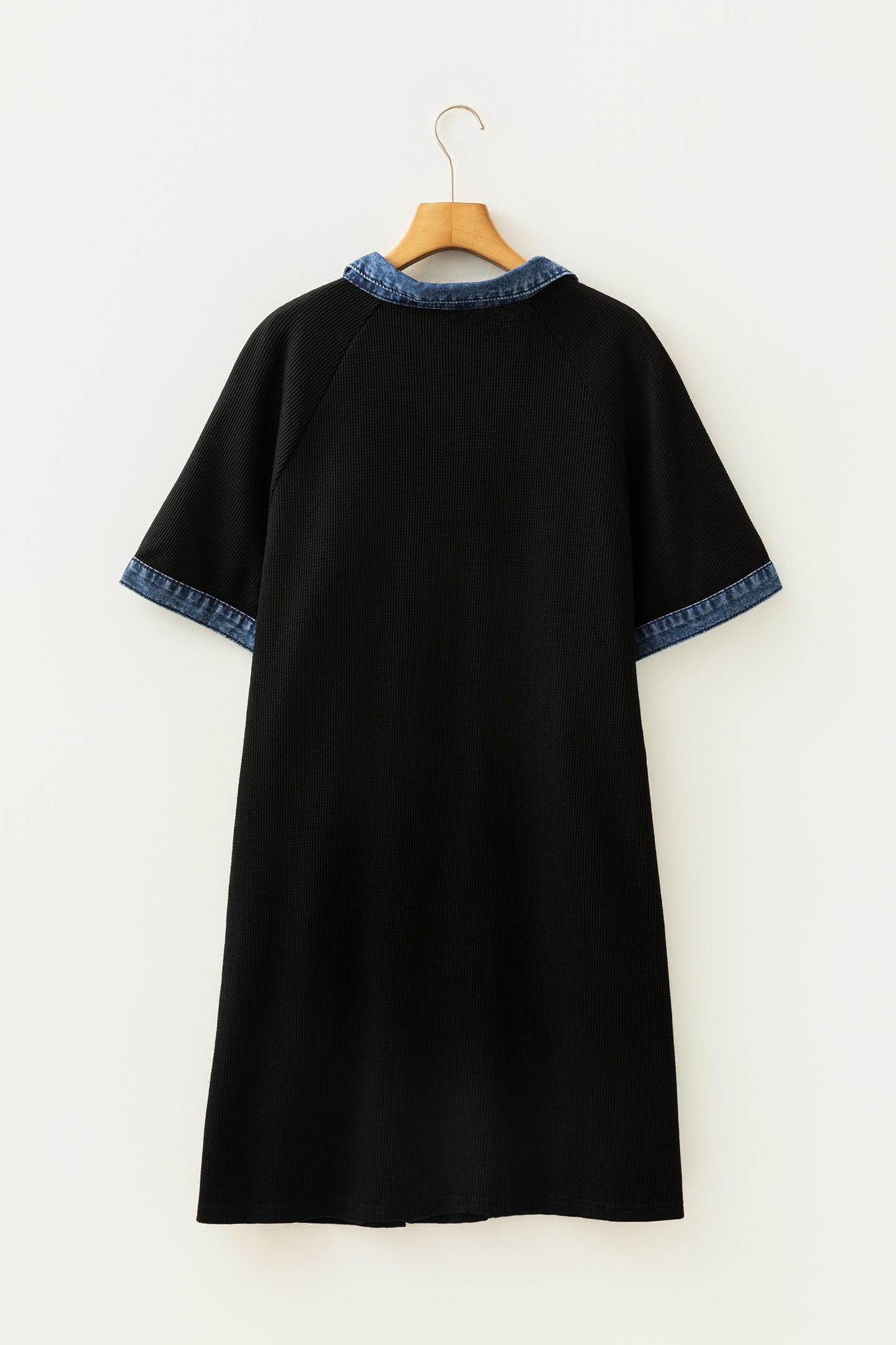 Plus Size Denim Collar Colorblock Shift Dress