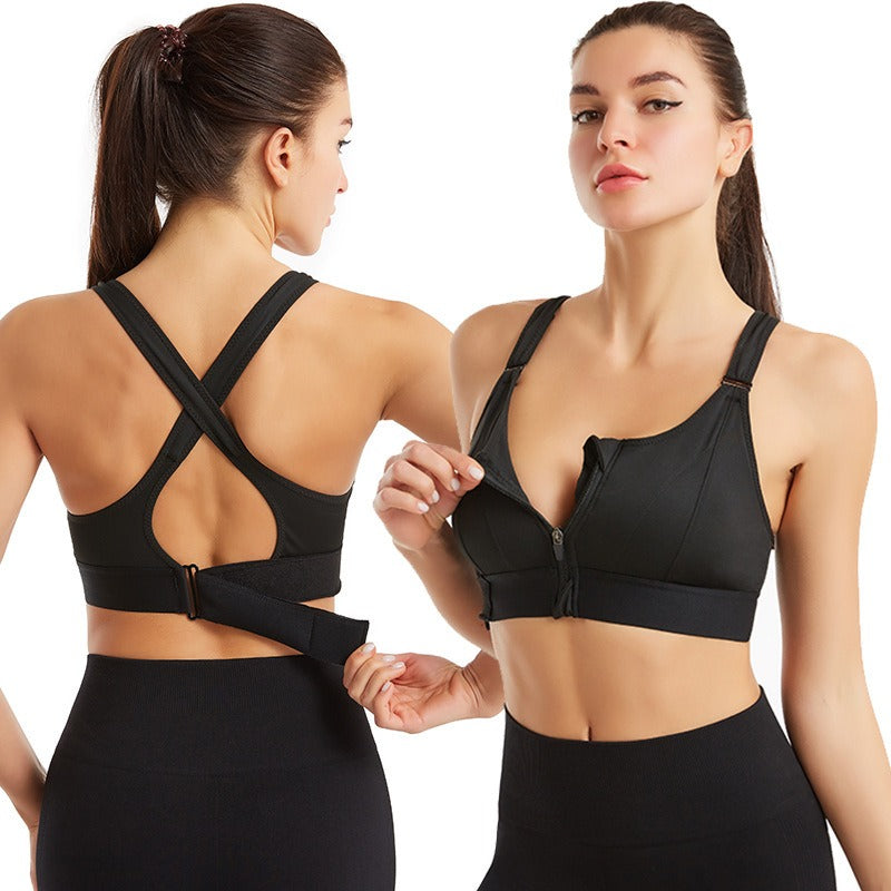 Plus Size Zipper Sports Bra with Beautiful Back